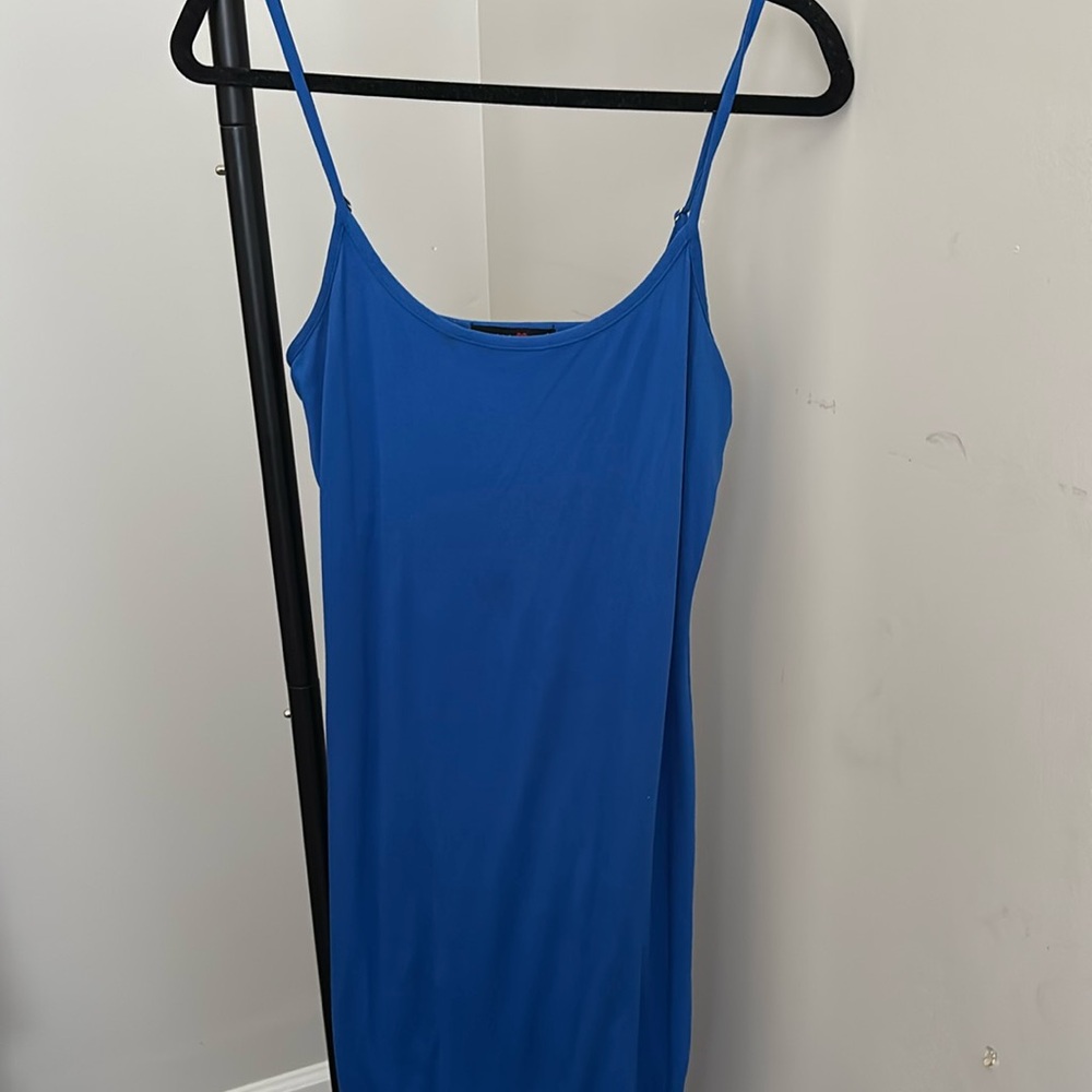 Blue spaghetti strap dress